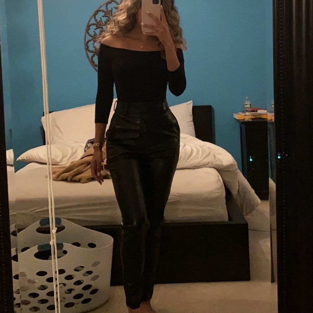 Faux leather high waist pants